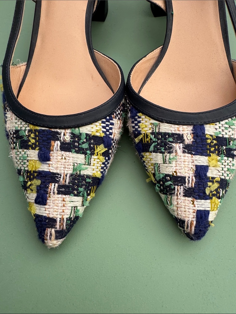 kate spade Navy and Multicolor Tweed Pointed Slingback Heels - Picture 5 of 12